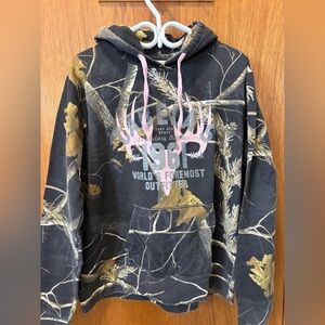 Cabela's Black Camo Hoodie with Pink/Grey Accents